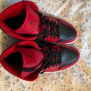Red and Black Air Jordan Sneakers